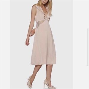 Anthropologie Avec les Filles pink slip dress, lace and ruffle details, sz small